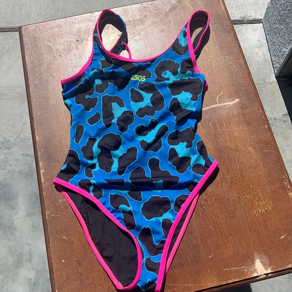 Blue and Black Animal Print Swimsuit NWOT